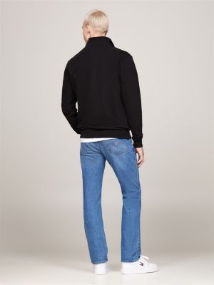 black logo half-zip sweatshirt for men tommy jeans