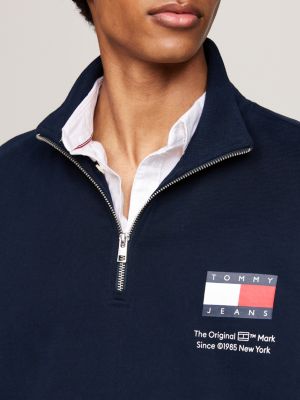 blue logo half-zip sweatshirt for men tommy jeans