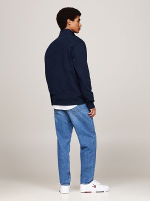 blue logo half-zip sweatshirt for men tommy jeans