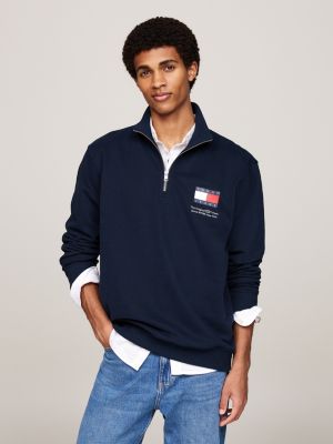 blue logo half-zip sweatshirt for men tommy jeans