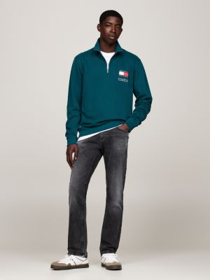 green logo half-zip sweatshirt for men tommy jeans