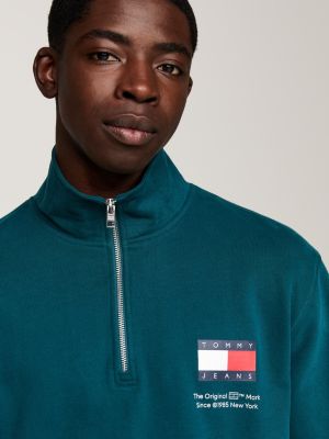 green logo half-zip sweatshirt for men tommy jeans