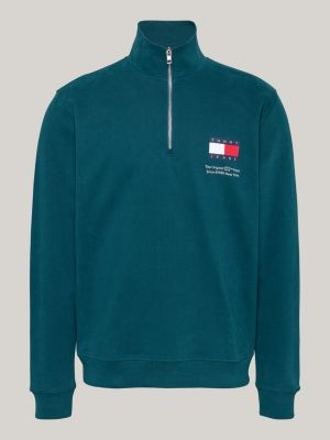 green logo half-zip sweatshirt for men tommy jeans