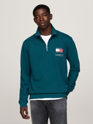 green logo half-zip sweatshirt for men tommy jeans