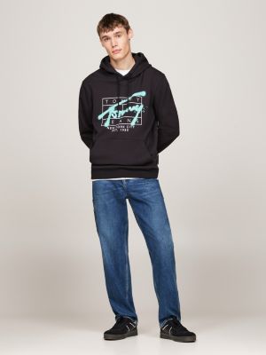 black graffiti signature logo hoody for men tommy jeans