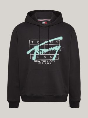 black graffiti signature logo hoody for men tommy jeans