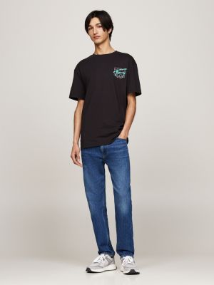 black graffiti signature back logo t-shirt for men tommy jeans