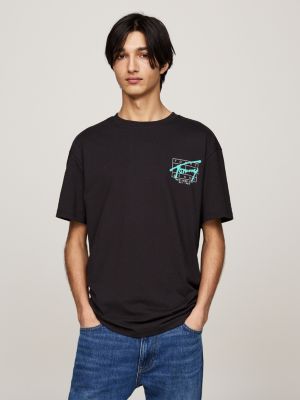 black graffiti signature back logo t-shirt for men tommy jeans