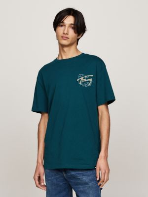 green graffiti signature back logo t-shirt for men tommy jeans