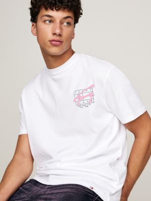 white graffiti signature back logo t-shirt for men tommy jeans