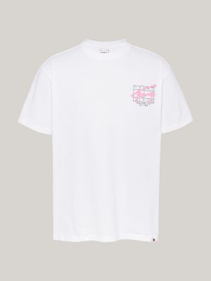 white graffiti signature back logo t-shirt for men tommy jeans