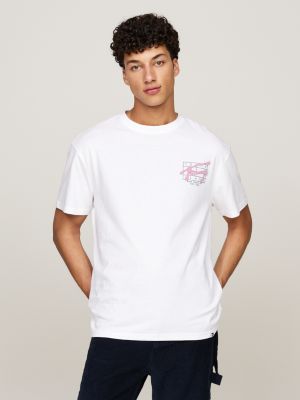 camiseta con logo distintivo estilo grafiti white de hombres tommy jeans