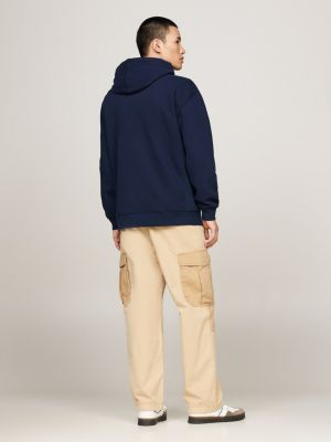 blue metallic logo relaxed hoody for men tommy jeans