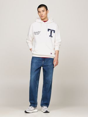 white metallic logo relaxed hoody for men tommy jeans