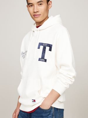 white metallic logo relaxed hoody for men tommy jeans