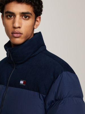 doudoune alaska en duvet et velours côtelé bleu pour hommes tommy jeans