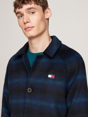 Longline Check Coat With Wool Black Tommy Hilfiger