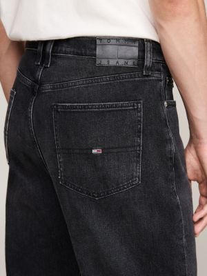 zwart isaac relaxed tapered zwarte distressed jeans voor heren - tommy jeans