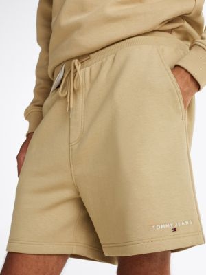 shorts sportivi con logo ricamato khaki da uomini tommy jeans