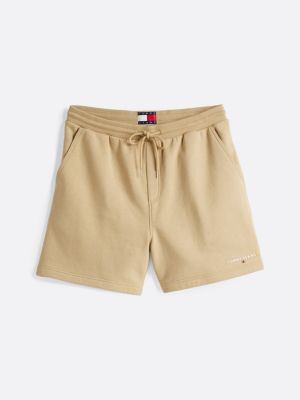 khaki logo embroidery sweat shorts for men tommy jeans