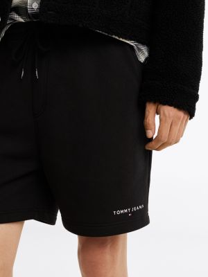 schwarz sweat-shorts mit aufgesticktem logo für herren - tommy jeans