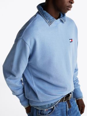 blue crew neck relaxed sweatshirt for men tommy jeans