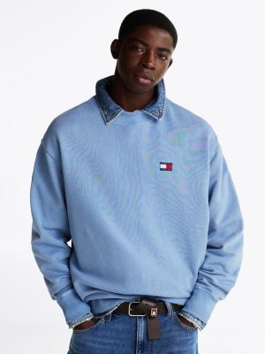 blue relaxed fit sweatshirt met badge voor heren - tommy jeans