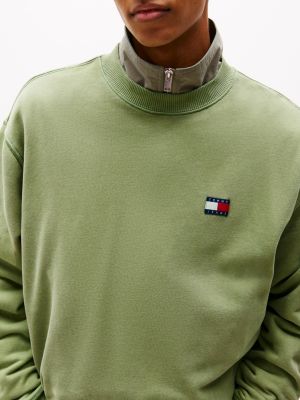 green relaxed fit sweatshirt mit badge für herren - tommy jeans