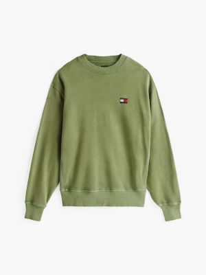 grün relaxed fit sweatshirt mit badge für herren - tommy jeans