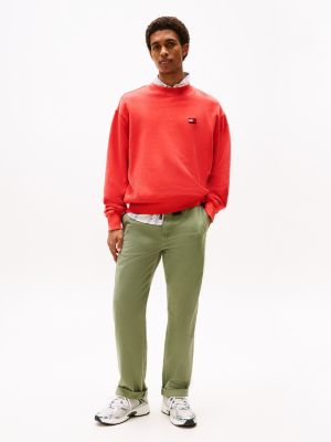 orange relaxed fit sweatshirt met badge voor heren - tommy jeans