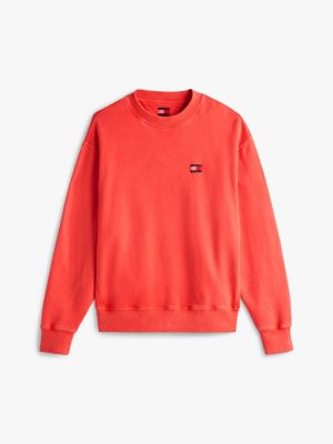 orange relaxed fit sweatshirt met badge voor heren - tommy jeans