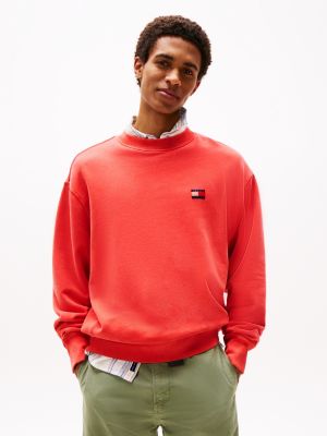 orange relaxed fit sweatshirt mit badge für herren - tommy jeans