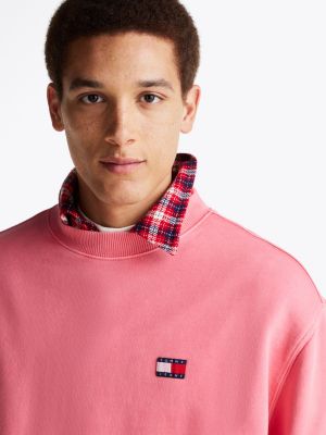 pink badge relaxed sweatshirt for men tommy jeans