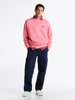 pink crew neck relaxed sweatshirt for men tommy jeans