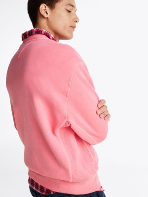 rosa relaxed fit sweatshirt mit badge für herren - tommy jeans