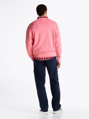 rosa relaxed fit sweatshirt mit badge für herren - tommy jeans