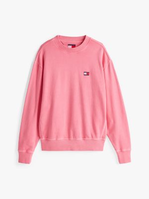 pink crew neck relaxed sweatshirt for men tommy jeans