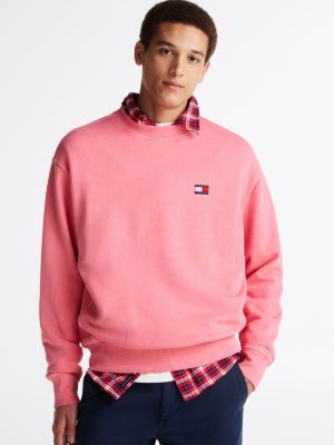 sudadera amplia de cuello redondo pink de hombres tommy jeans