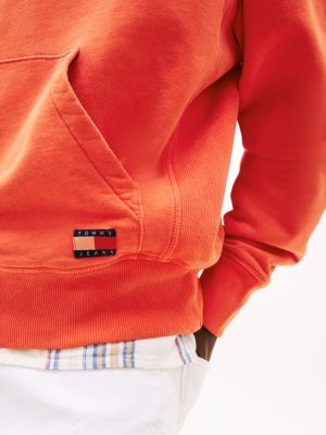 orange logo embroidery hoody for men tommy jeans