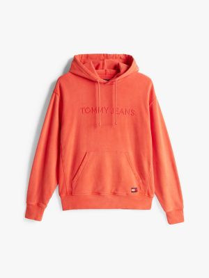 rot hoodie mit logo-stickerei für herren - tommy jeans