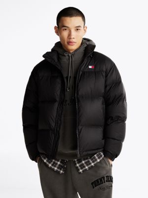 black down alaska puffer jacket for men tommy jeans