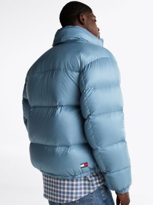 blue down alaska puffer jacket for men tommy jeans