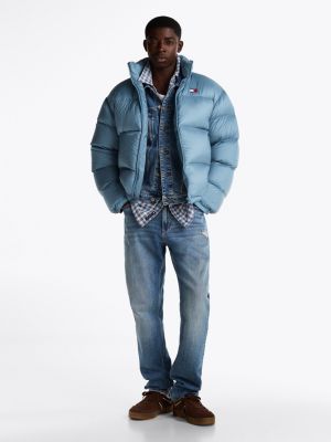 blauw alaska pufferjack met donsvulling voor heren - tommy jeans