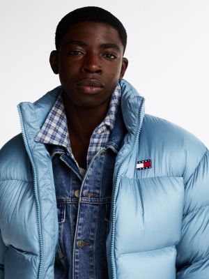 blue down alaska puffer jacket for men tommy jeans