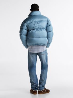 blue down alaska puffer jacket for men tommy jeans