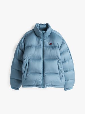 blue down alaska puffer jacket for men tommy jeans