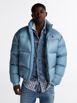 blue down alaska puffer jacket for men tommy jeans