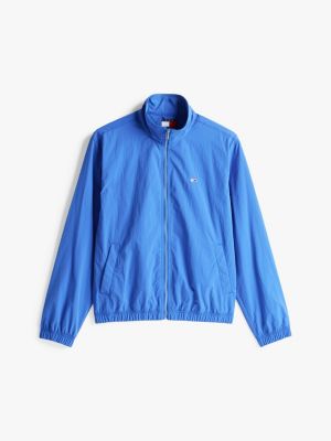 blue lightweight funnel neck windbreaker for men tommy jeans