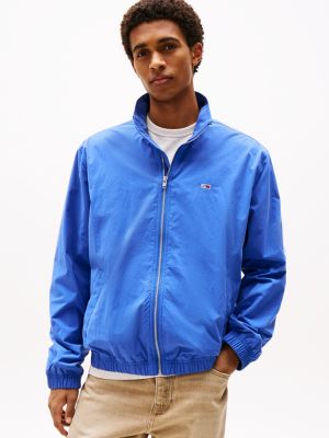 blue lightweight funnel neck windbreaker for men tommy jeans