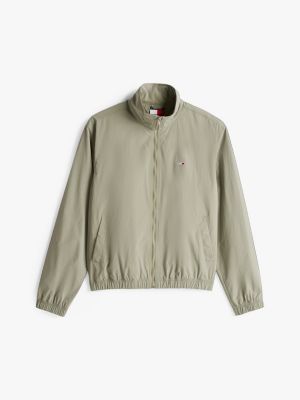 khaki lightweight funnel neck windbreaker for men tommy jeans